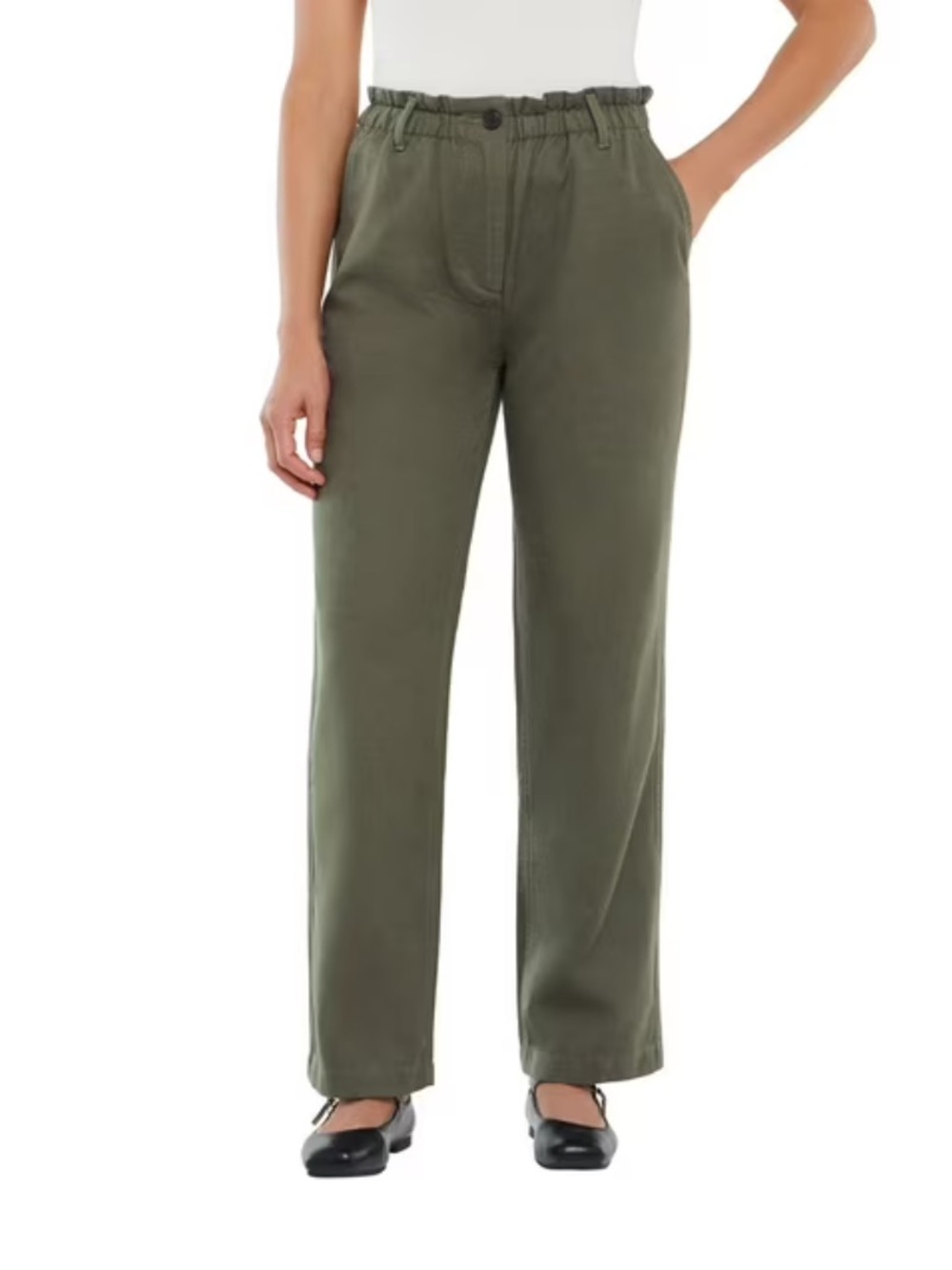 GAP Olive Easy Twill Waist Wide-Leg Pants